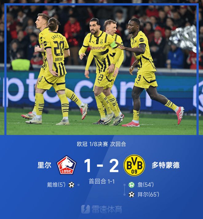 歐冠戰(zhàn)報：埃姆雷·詹點球，拜爾破門，多特2-1勝里爾，晉級3-2