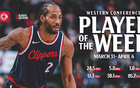 倫納德獲西部周最佳，一周命中率NBA第二。
