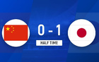 半場戰(zhàn)罷，帥惟浩錯(cuò)失良機(jī)，國少隊(duì)0-1落后日本隊(duì)。